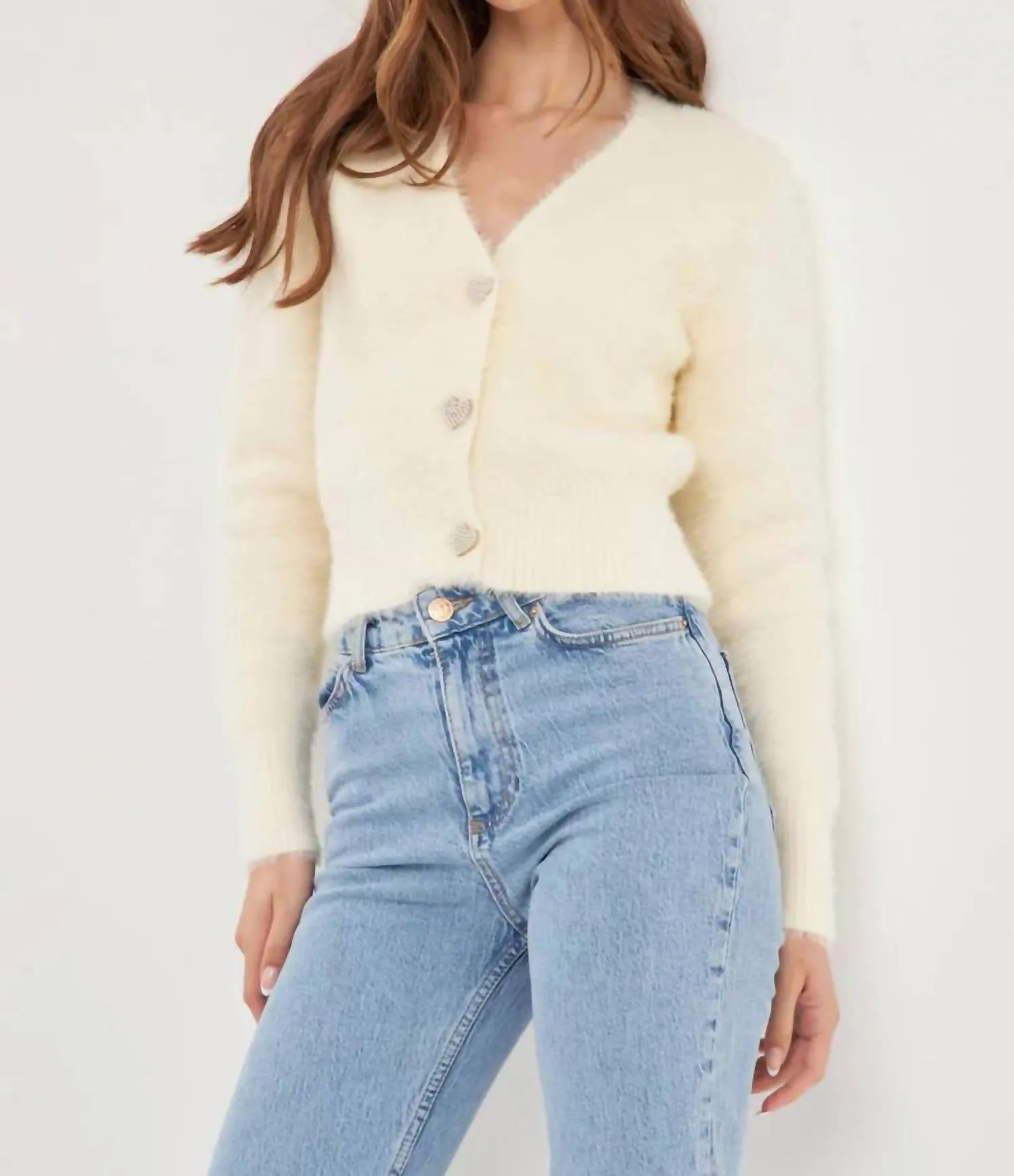 2.7 August Apparel - Cora Heart Button Sweater