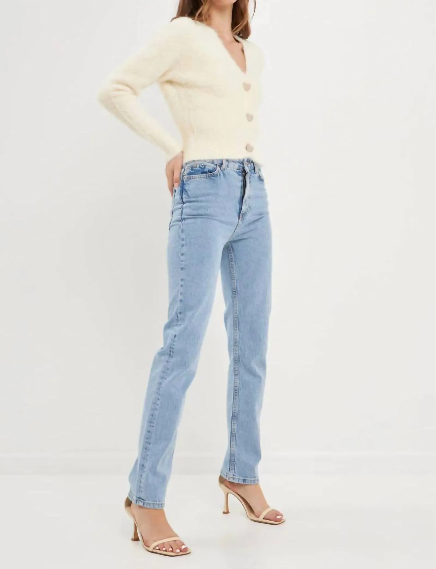2.7 August Apparel - Cora Heart Button Sweater