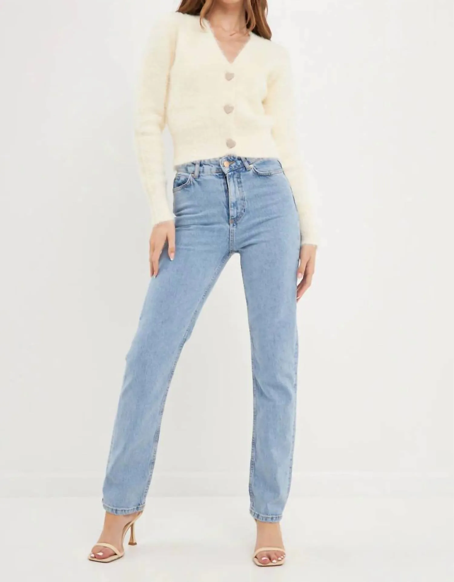 2.7 August Apparel - Cora Heart Button Sweater