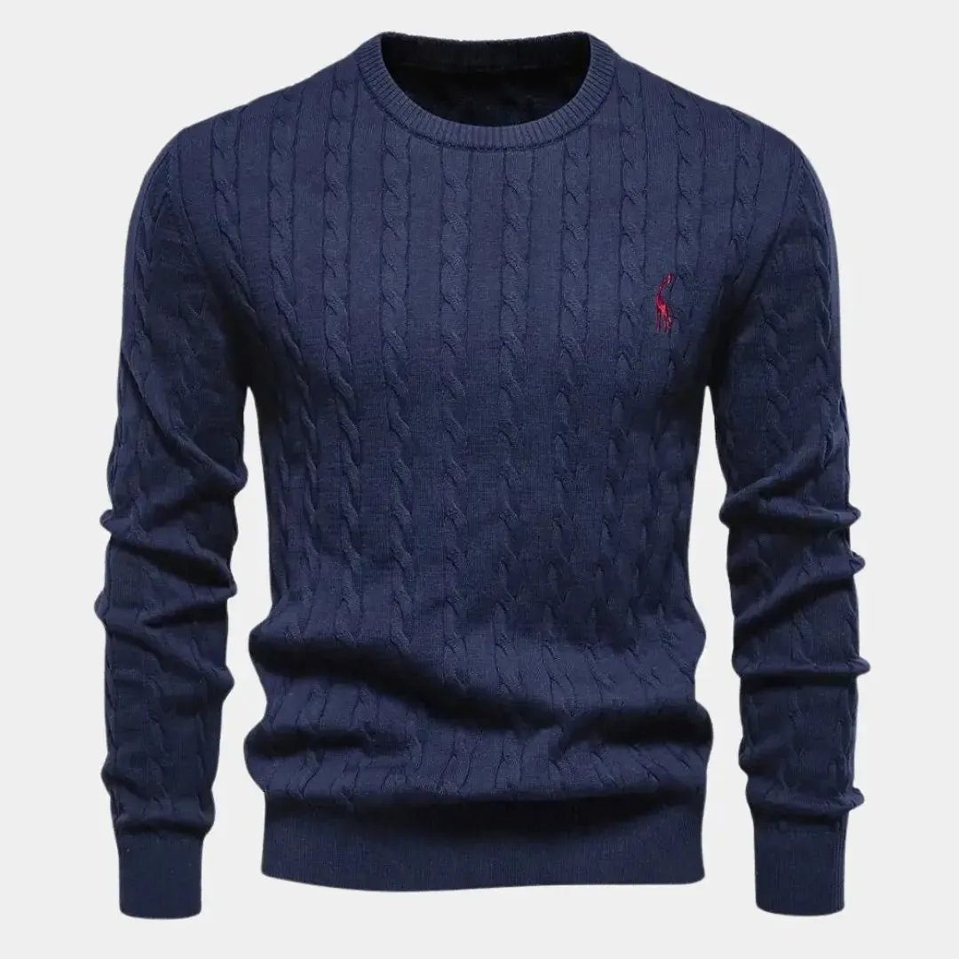 Cotton  Crew Neck Pullover Sweater - Cross & Crown