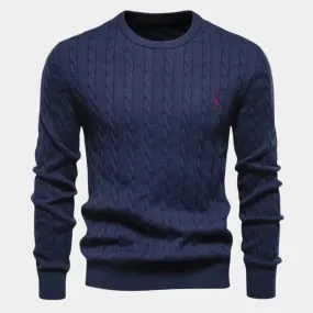 Cotton  Crew Neck Pullover Sweater - Cross & Crown