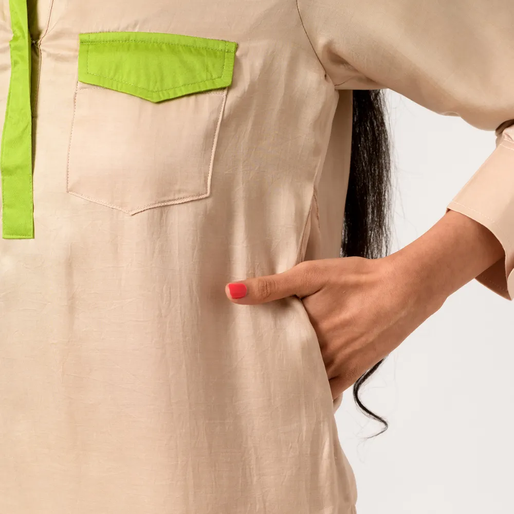 Ecru Green Full Sleeve Blouse | Crafted in Bemberg Modal | Modern & Luxe