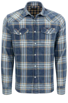 Garnet Snap Front Shirt - Indigo Plaid