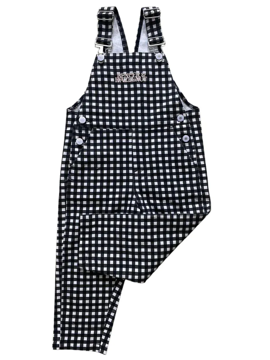 Gingham Overalls- Black