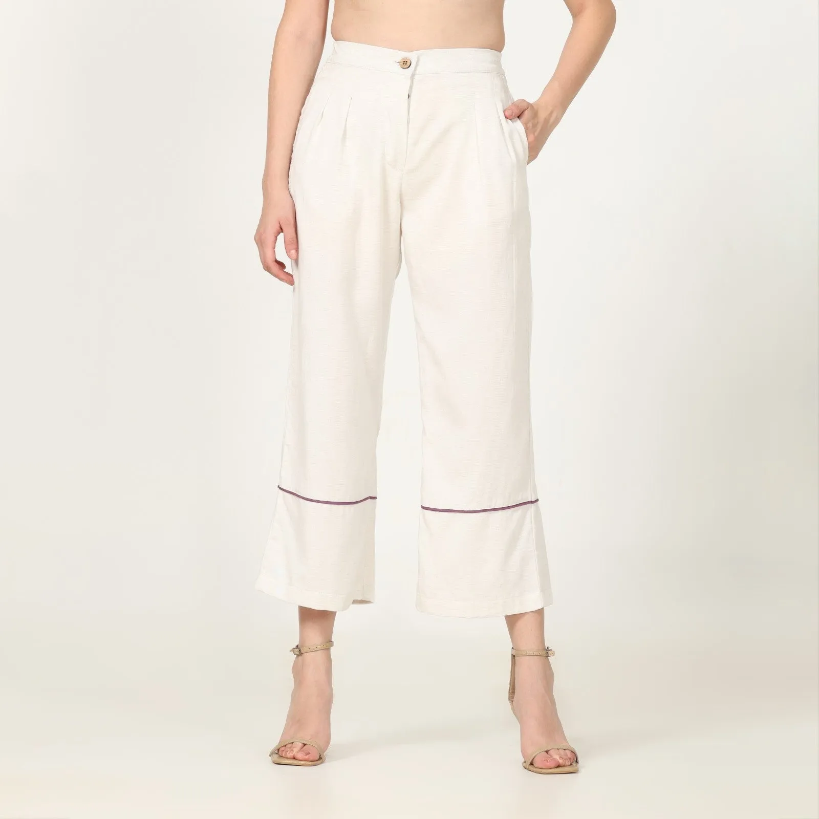 Grape Purple Shirt With Off-White Pant | Hand-Crafted | Set Of 2