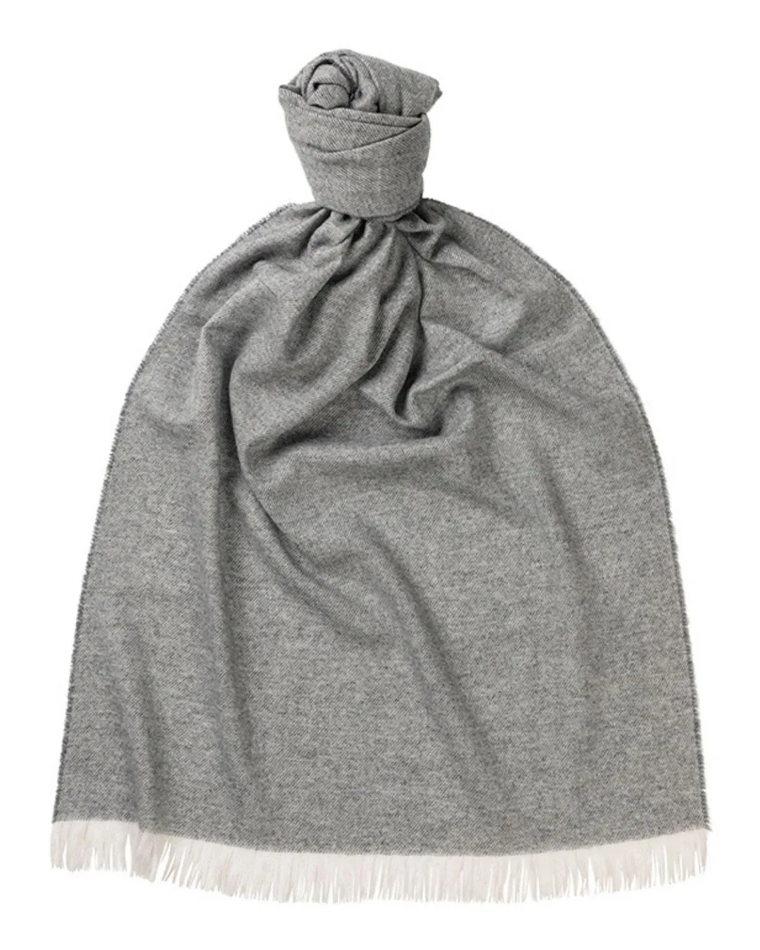 Joshua Ellis Lightweight Semi-Plain Scarf White x Grey