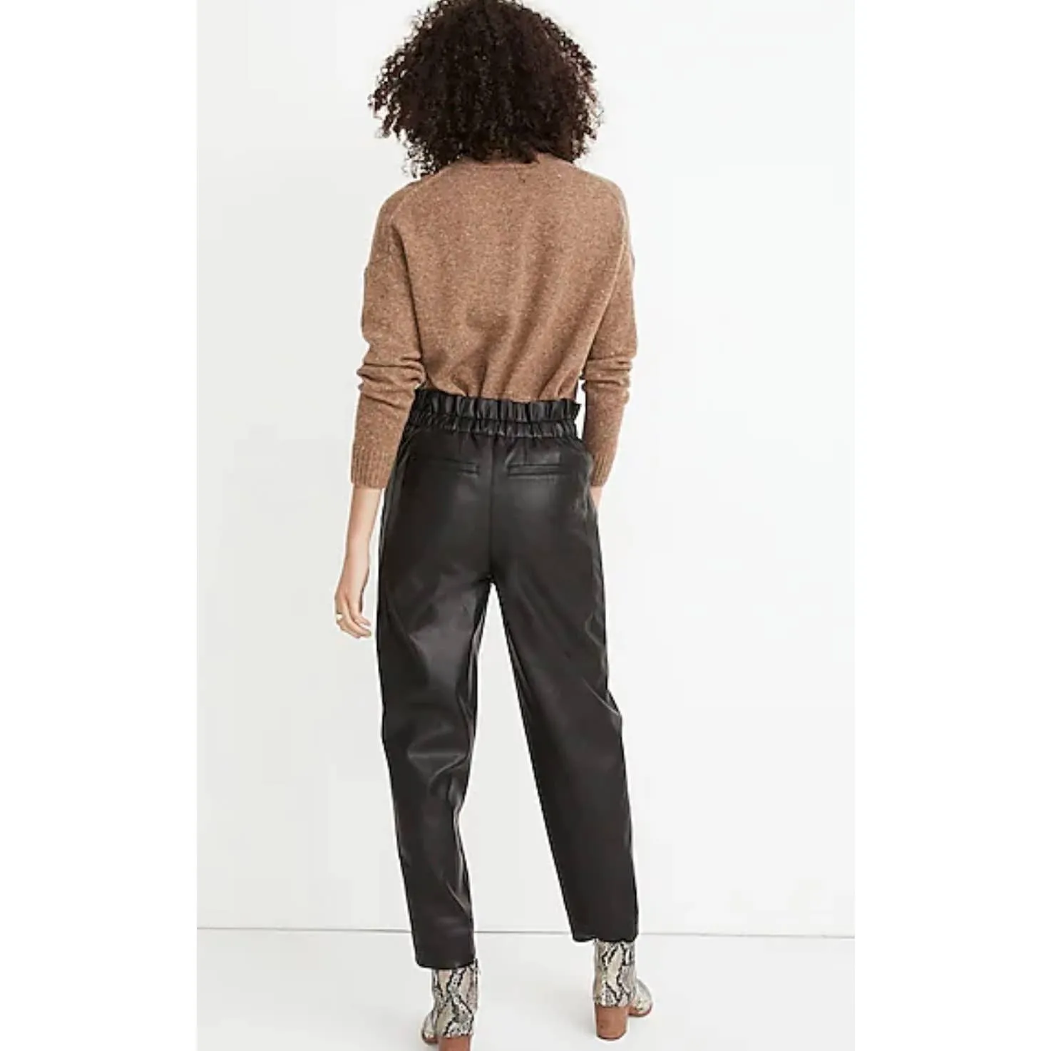 Madewell Vegan Leather Paperbag Pull On Pants Size 6 Black New