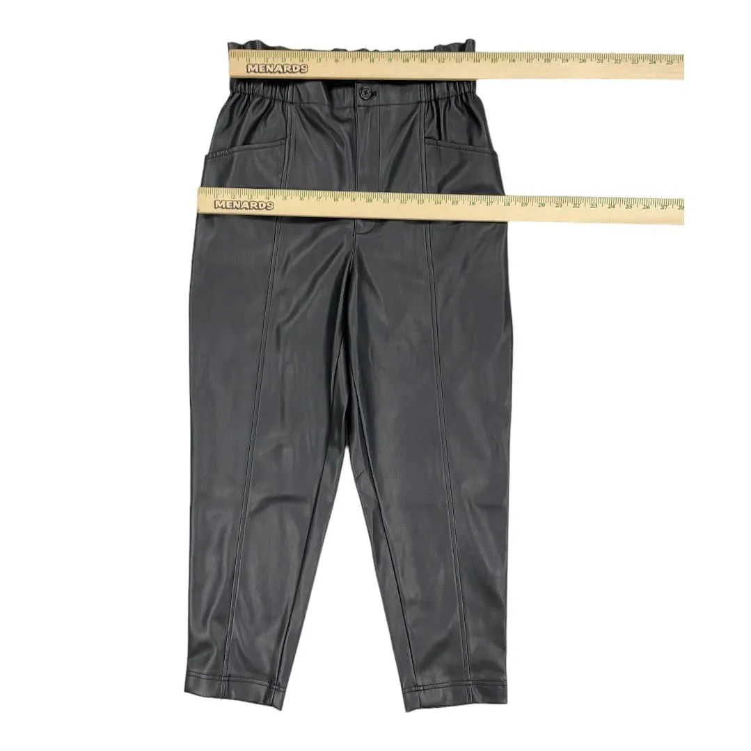 Madewell Vegan Leather Paperbag Pull On Pants Size 6 Black New