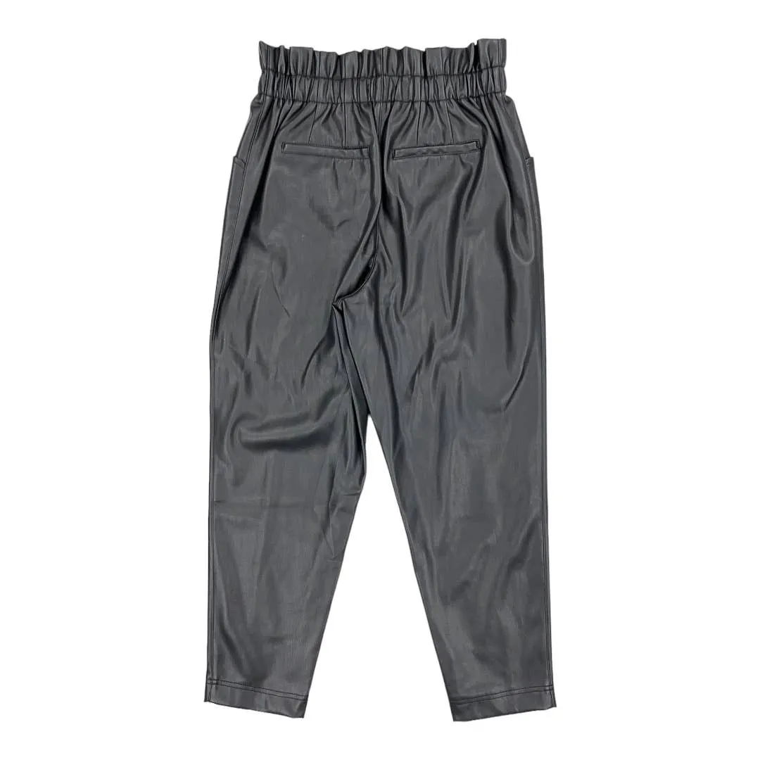 Madewell Vegan Leather Paperbag Pull On Pants Size 6 Black New