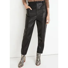 Madewell Vegan Leather Paperbag Pull On Pants Size 6 Black New