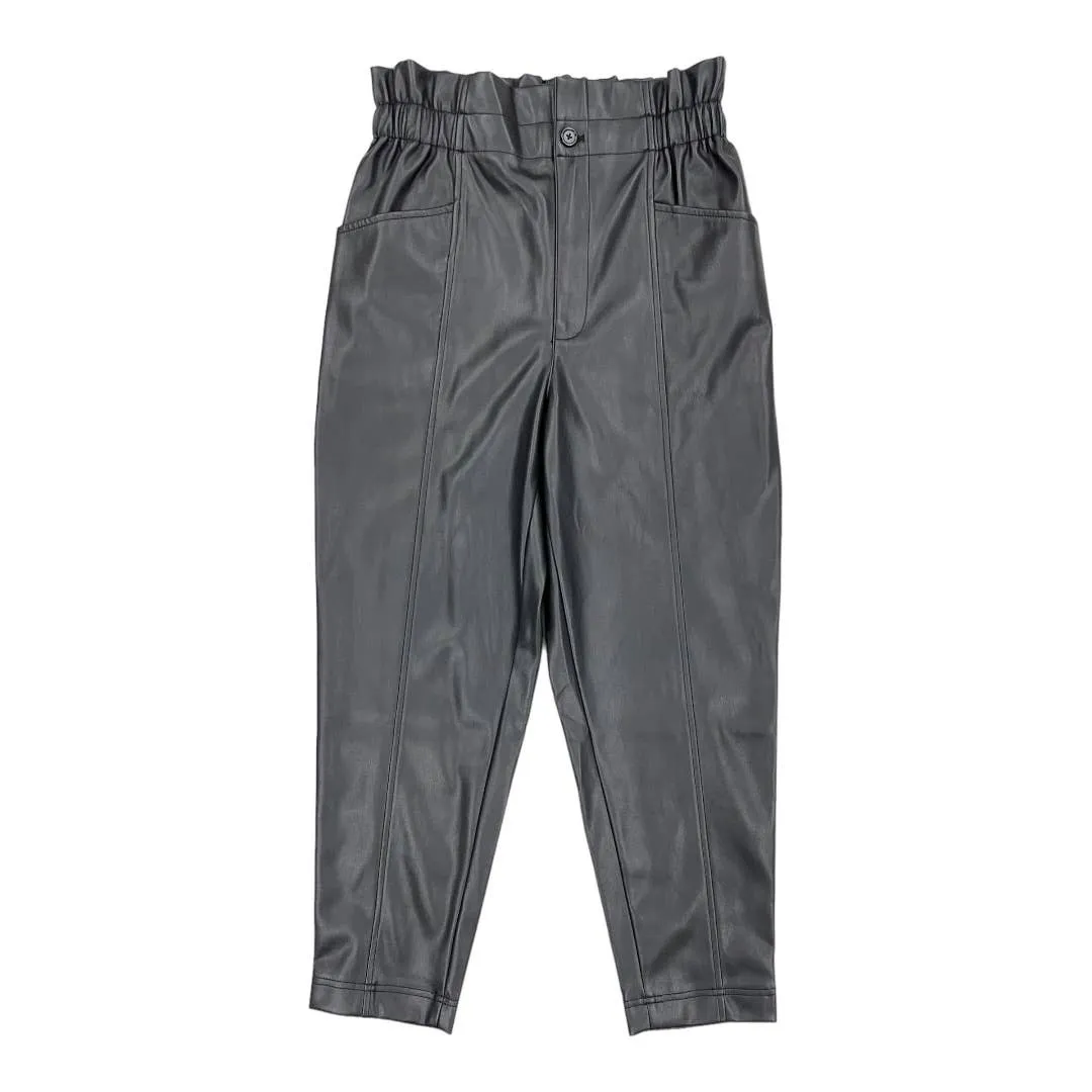 Madewell Vegan Leather Paperbag Pull On Pants Size 6 Black New