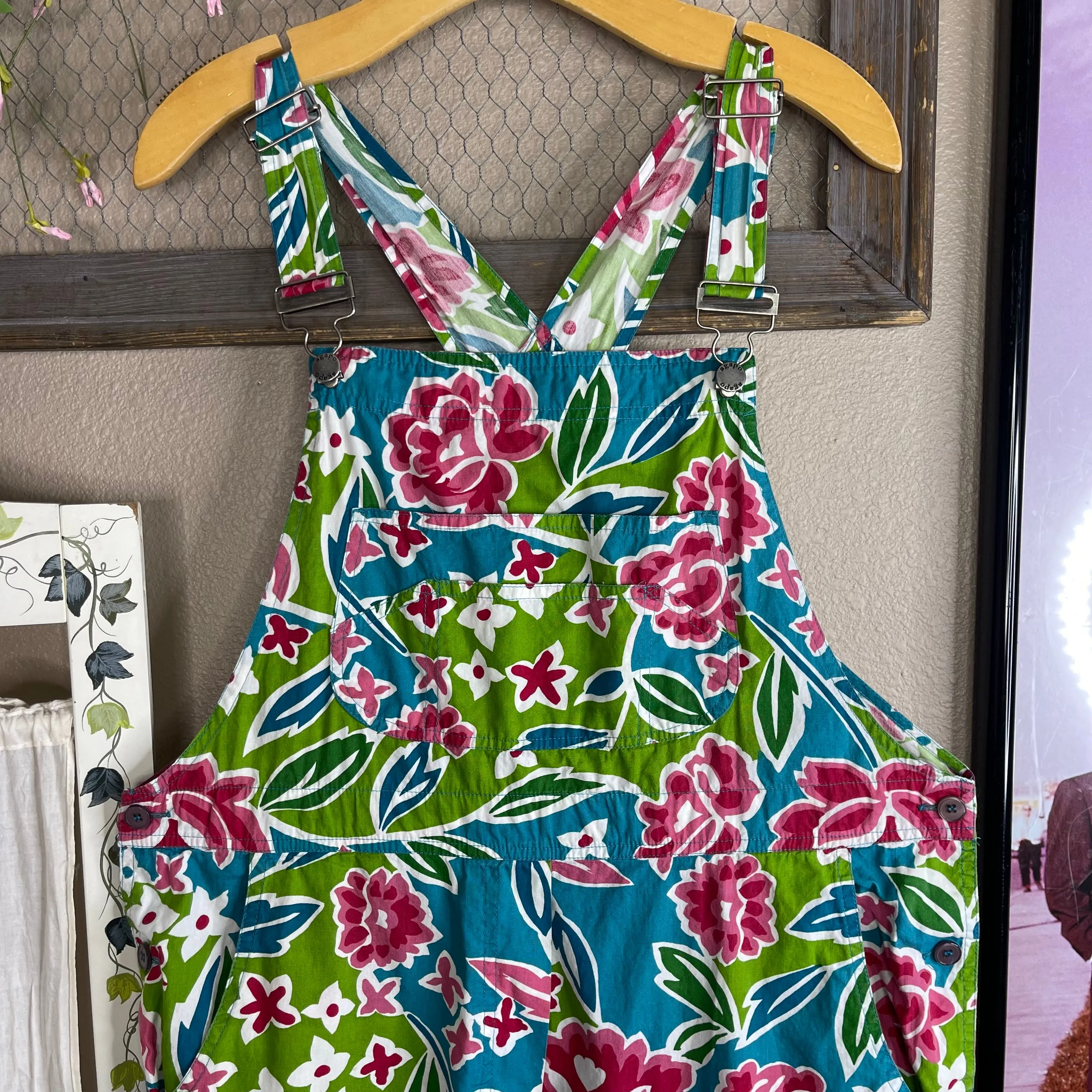 THRIFTED FLORAL OVERALLS