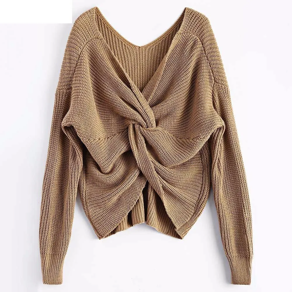 TWO-WAY TWIST KNITTED PULLOVER