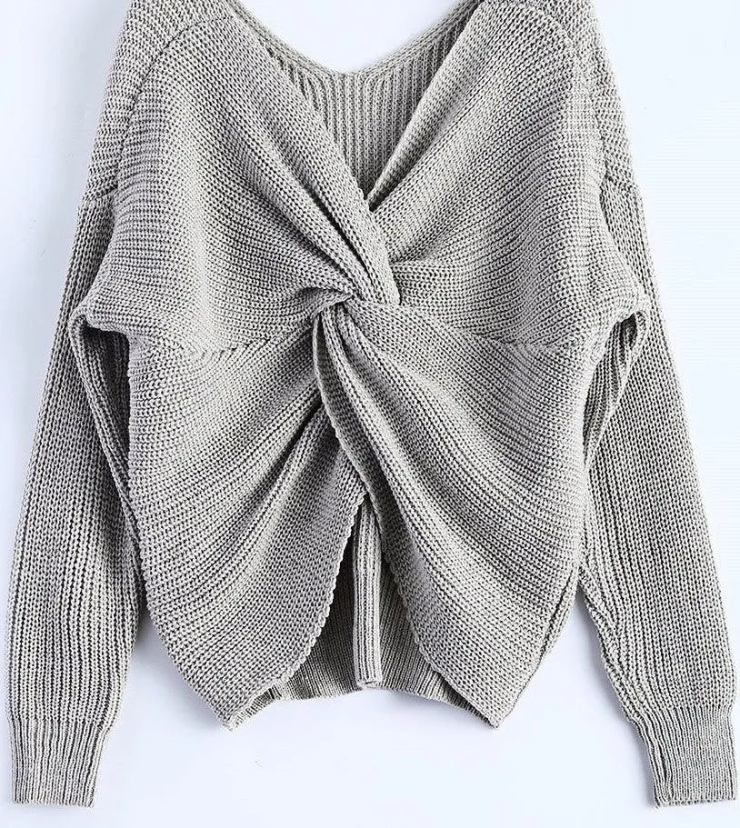 TWO-WAY TWIST KNITTED PULLOVER
