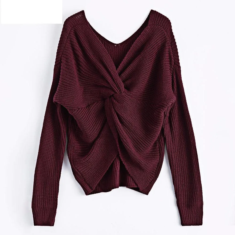 TWO-WAY TWIST KNITTED PULLOVER
