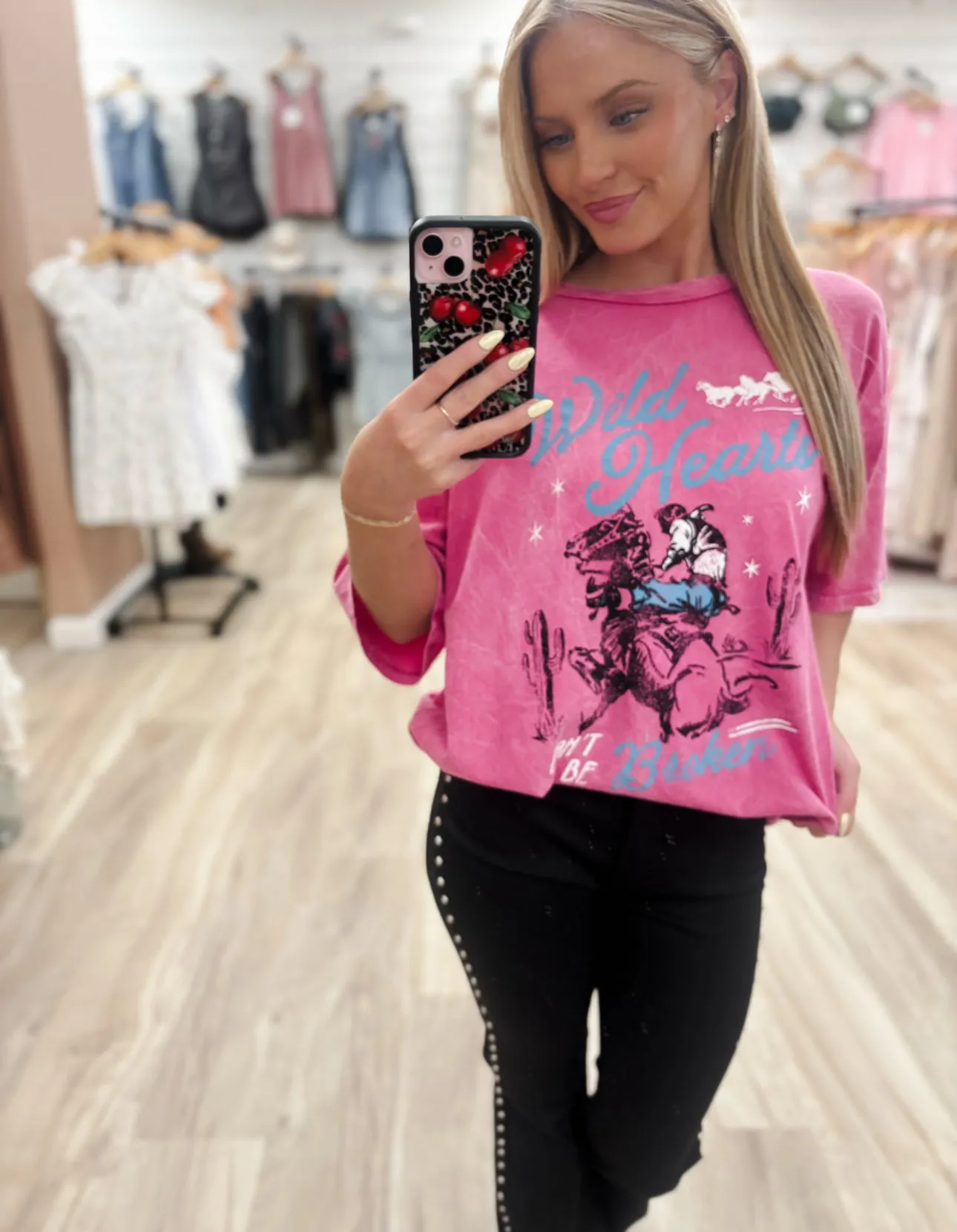 Wild Hearts Magenta Oversized Mineral Graphic Tee