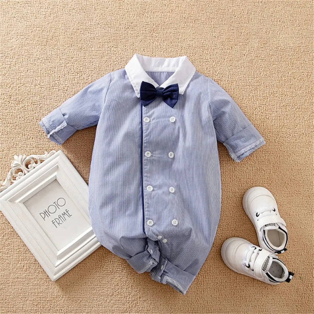 ZAFILLE Solid Baby Sleepwear Long Sleeve Clothes For Newborns Boys Clothing Cotton Baby Rompers Turn-down Collar Infant Outfits