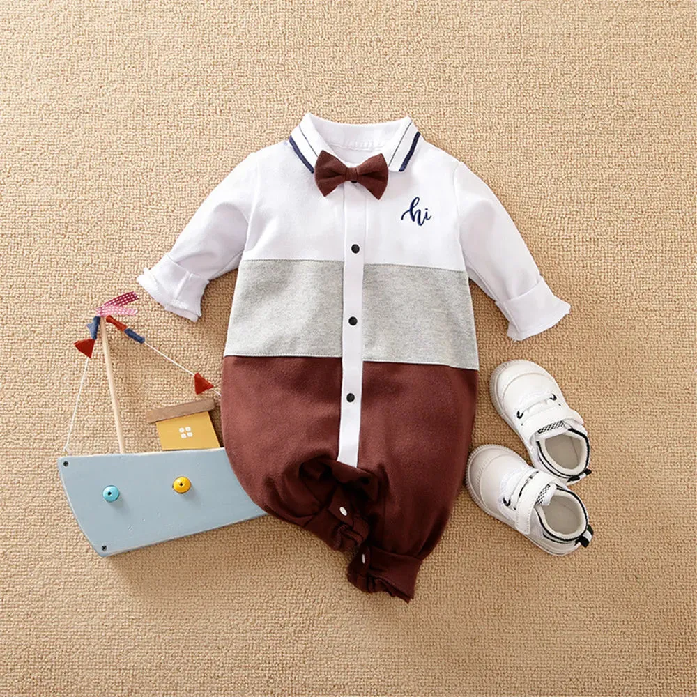 ZAFILLE Solid Baby Sleepwear Long Sleeve Clothes For Newborns Boys Clothing Cotton Baby Rompers Turn-down Collar Infant Outfits