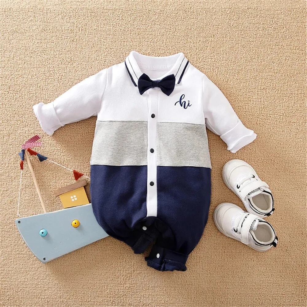 ZAFILLE Solid Baby Sleepwear Long Sleeve Clothes For Newborns Boys Clothing Cotton Baby Rompers Turn-down Collar Infant Outfits