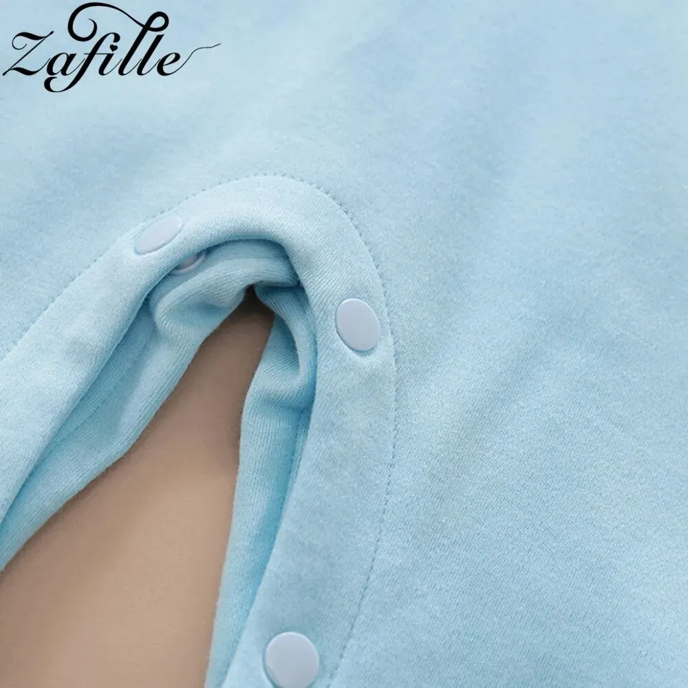 ZAFILLE Solid Baby Sleepwear Long Sleeve Clothes For Newborns Boys Clothing Cotton Baby Rompers Turn-down Collar Infant Outfits