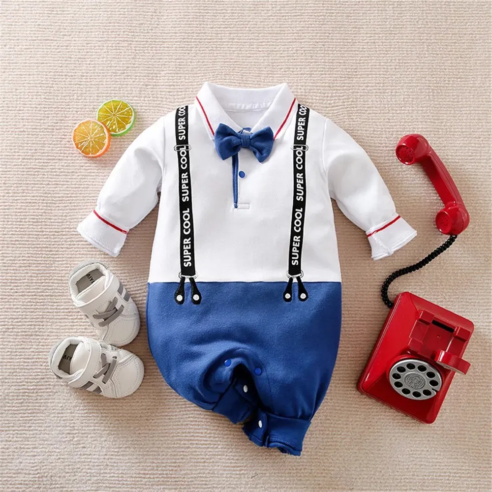 ZAFILLE Solid Baby Sleepwear Long Sleeve Clothes For Newborns Boys Clothing Cotton Baby Rompers Turn-down Collar Infant Outfits